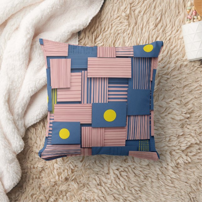 Retro Abstract Brushstroke (5) Throw Pillow (Blanket)