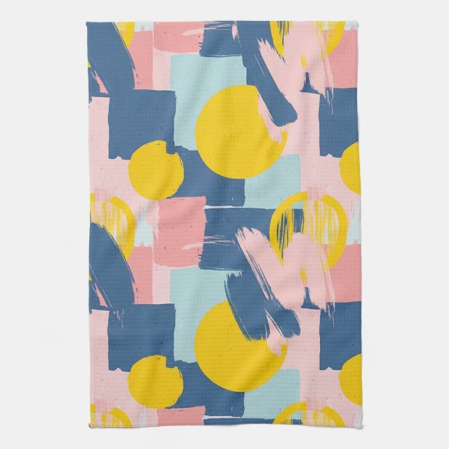 Retro Abstract Brushstroke (6) Kitchen Towel (Vertical)