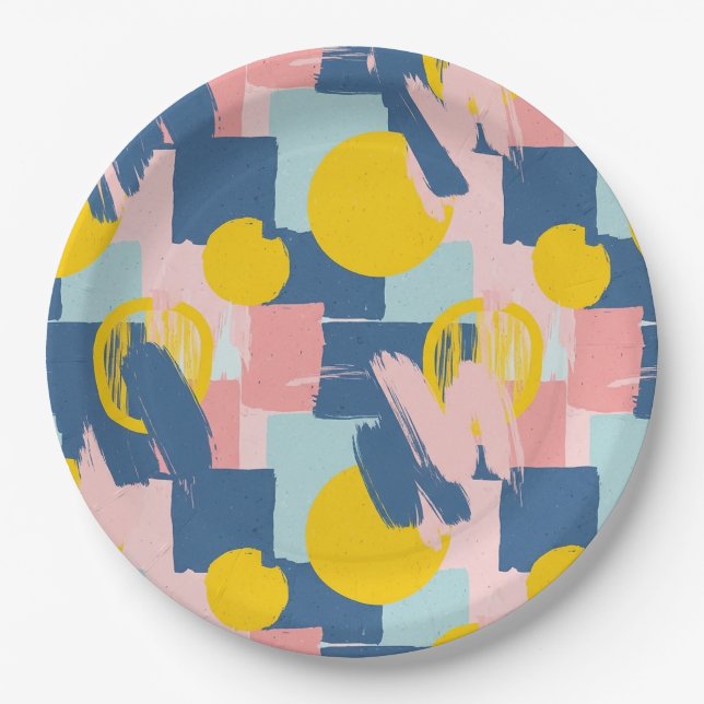 Retro Abstract Brushstroke (6) Paper Plates (Front)