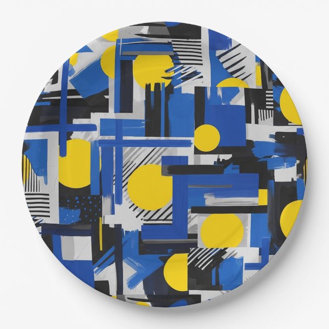 Retro Abstract Brushstroke (7) Paper Plates (Front)