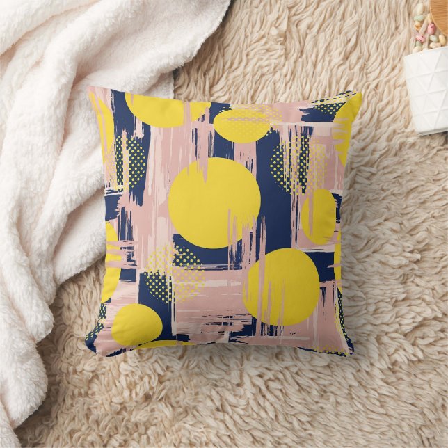 Retro Abstract Brushstroke (8) Throw Pillow (Blanket)