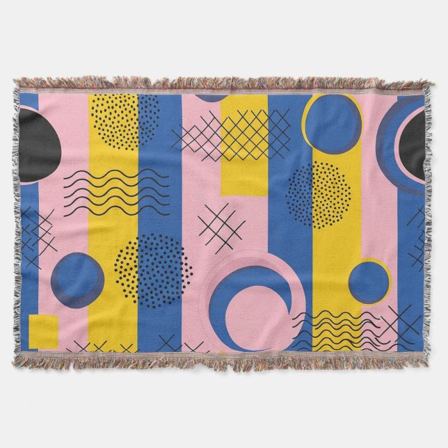 Retro Abstract Brushstroke (9) Throw Blanket (Front)