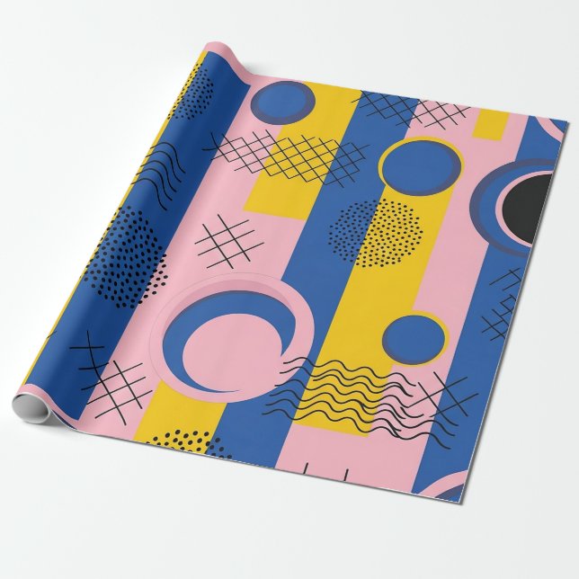 Retro Abstract Brushstroke (9) Wrapping Paper (Unrolled)