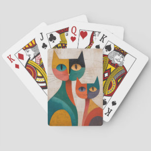 Retro Abstract Cats Poker Cards
