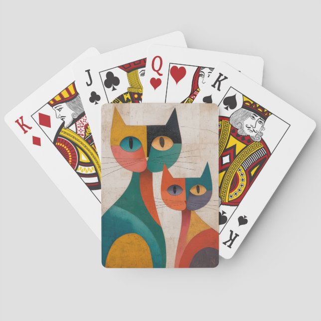 Retro Abstract Cats Poker Cards (Back)