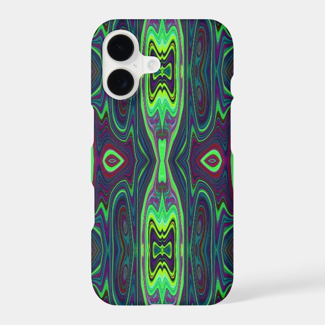 Retro Abstract Chartreuse, Red and Blue Pattern Iphone Case (Back)