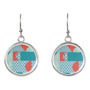 Retro Abstract Collage Remix Pop Pattern 90s Earrings
