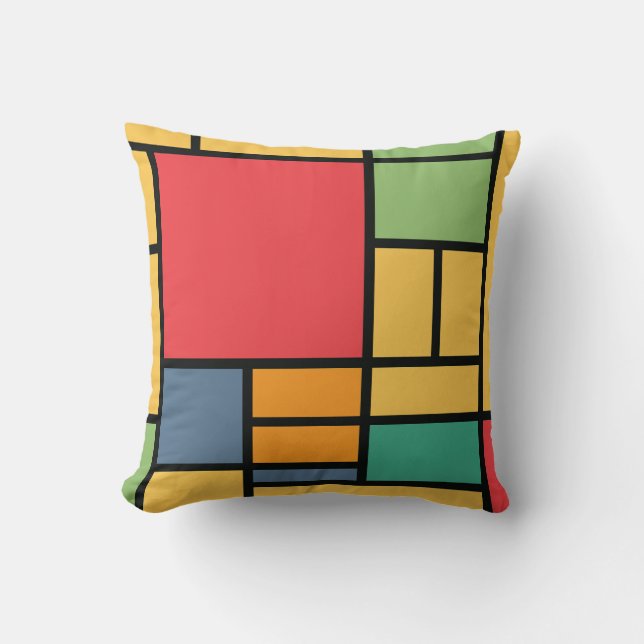 Retro abstract color composition throw pillow (Front)