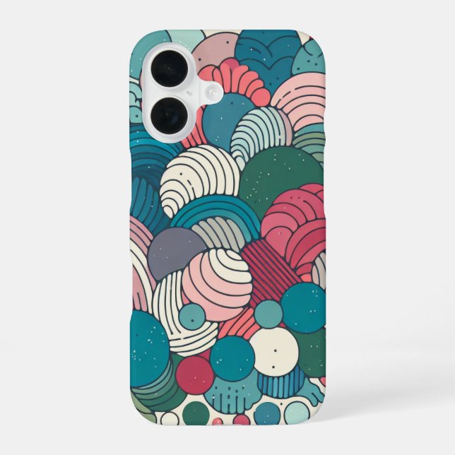 Retro abstract color palett turquoise pattern iphone case (Back)