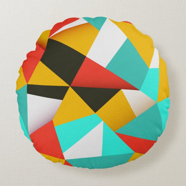 Retro Abstract: Colorful Blend. Round Pillow (Front)