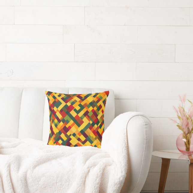 Retro Abstract Colors Pattern Throw Pillow (Couch)