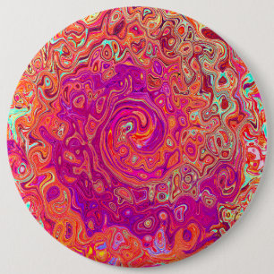 Retro Abstract Coral and Purple Marble Swirl Button