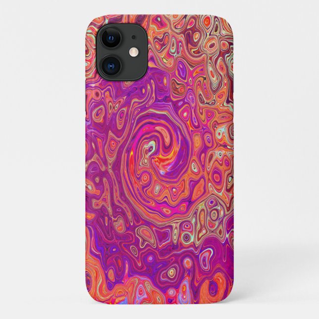 Retro Abstract Coral and Purple Marble Swirl Case-Mate iPhone Case (Back)
