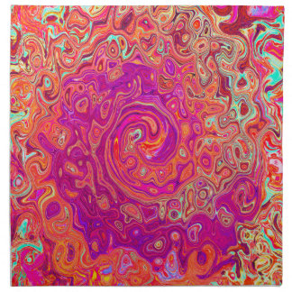 Retro Abstract Coral and Purple Marble Swirl Cloth Napkin
