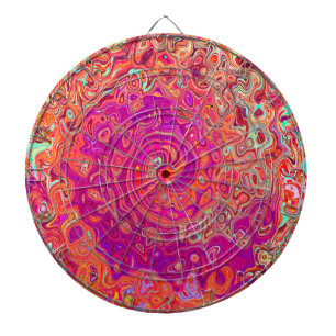 Retro Abstract Coral and Purple Marble Swirl Dart Board