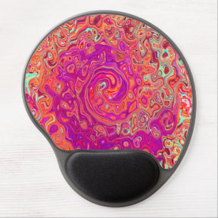 Retro Abstract Coral and Purple Marble Swirl Gel Mouse Pad