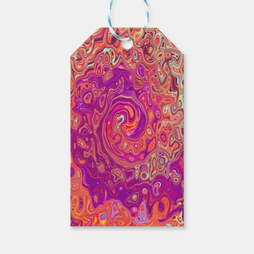 Retro Abstract Coral and Purple Marble Swirl Gift Tags