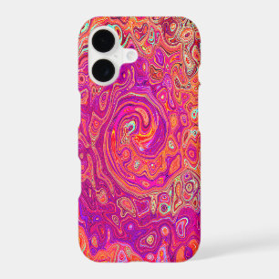 Retro Abstract Coral and Purple Marble Swirl iPhone 17 Case