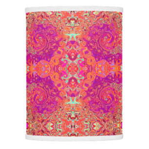 Retro Abstract Coral and Purple Marble Swirl Lamp Shade