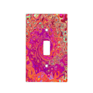 Retro Abstract Coral and Purple Marble Swirl Light Switch Cover