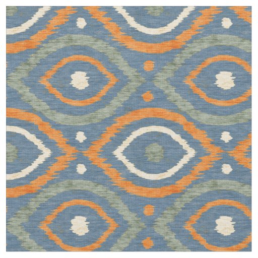 Retro abstract design in blue Ikat navajo style Fabric