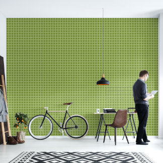 Retro abstract design in green plaid style. wallpaper