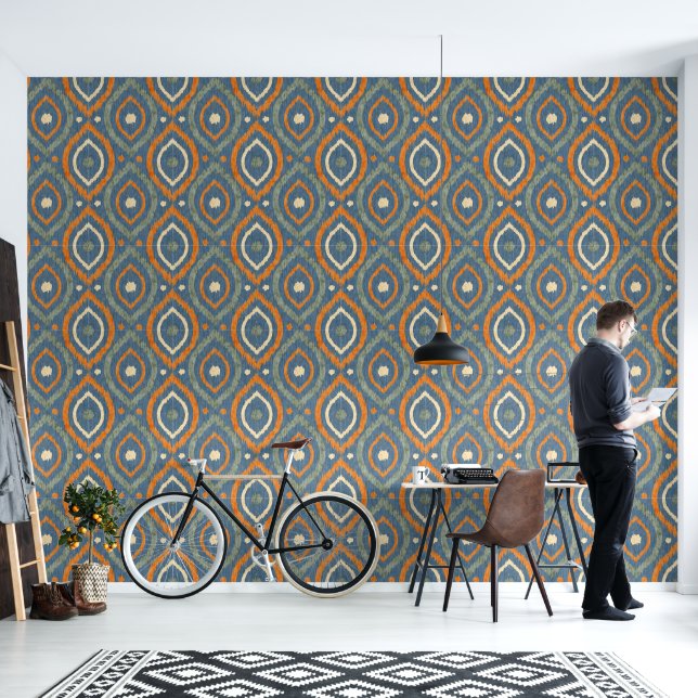 Retro abstract design in Ikat navajo style. Wallpaper (Living Room)