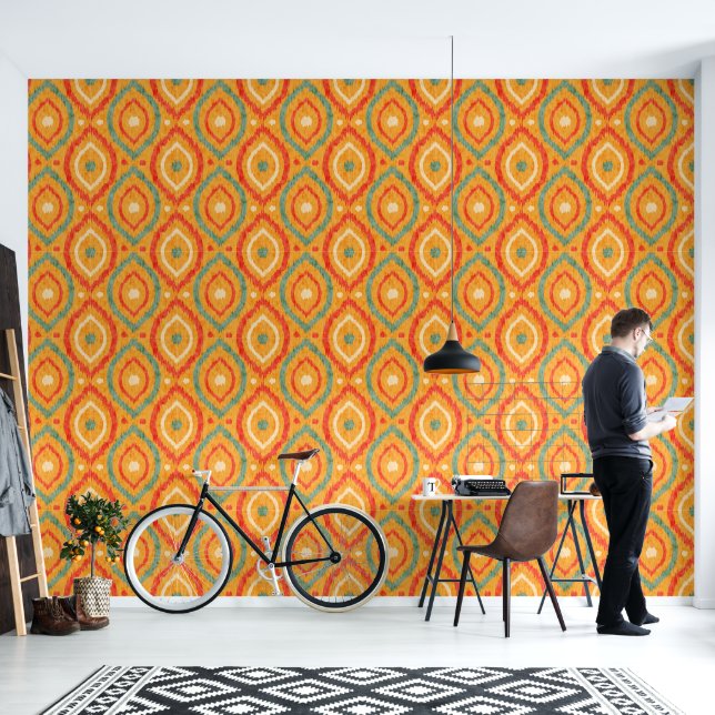 Retro abstract design in Ikat navajo style. Wallpaper (Living Room)