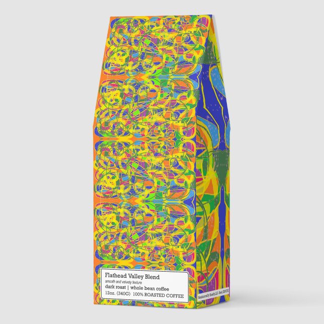 Retro abstract design yellow multicolor roasted coffee (Front)