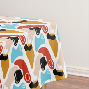 Retro Abstract Doodle Glamour Finger Line Art Tablecloth
