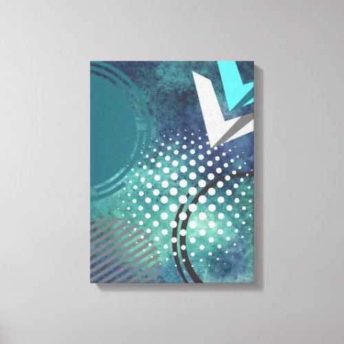 Retro Abstract Double Arrows with Circles and Dots Canvas Print