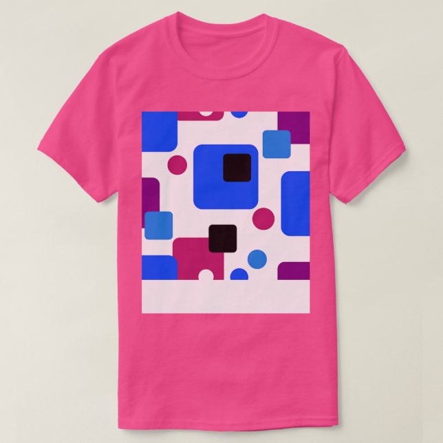 Retro Abstract Dream Space Magenta Blue Black on W T-Shirt (Design Front)