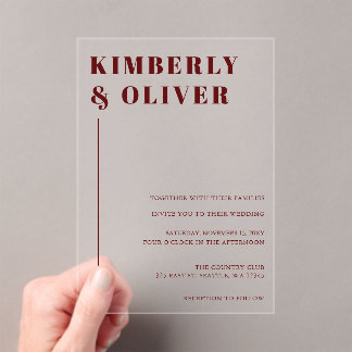 Retro Abstract Earthy Terracotta Orange Wedding Acrylic Invitations