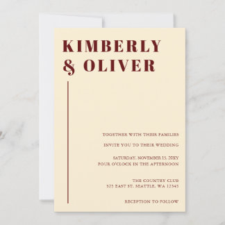 Retro Abstract Earthy Terracotta Orange Wedding Invitation