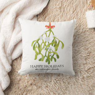 Retro Abstract Elegant watercolor christmas Tree Throw Pillow