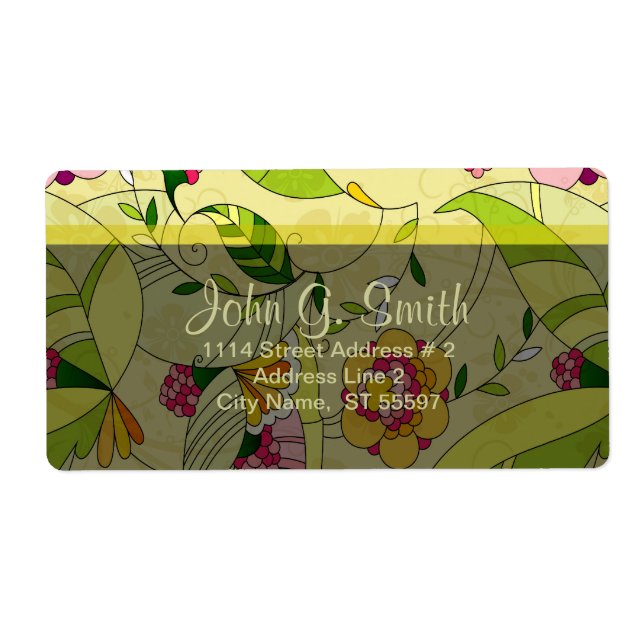Retro Abstract Floral Collage Label (Front)