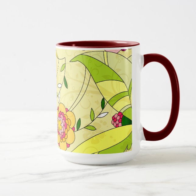 Retro Abstract Floral Collage Mug (Right)