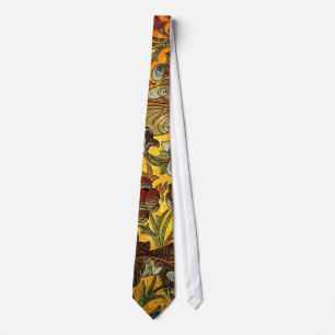 Retro Abstract Floral Collage Neck Tie