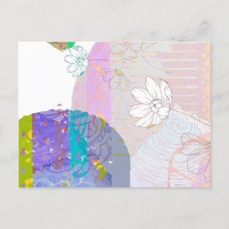 Retro Abstract Floral Collage Postcard