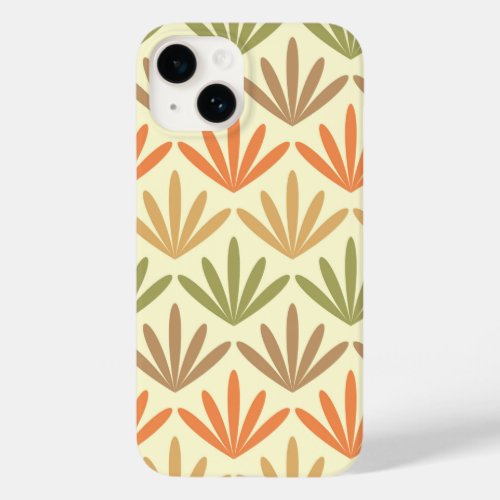 Retro Abstract Floral Pattern in Orange  Olive Case_Mate iPhone 14 Case