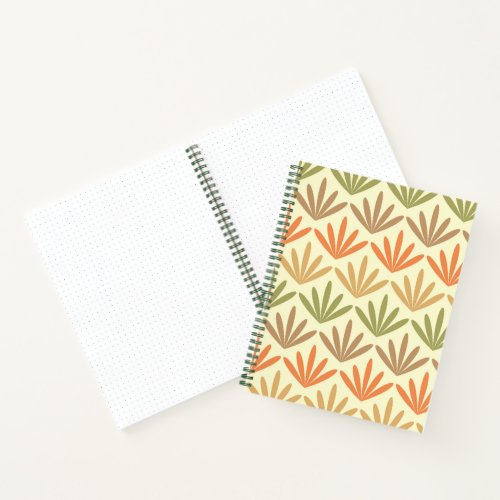 Retro Abstract Floral Pattern in Orange  Olive Notebook