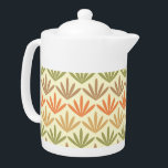 Retro Abstract Floral Pattern in Orange & Olive Teapot<br><div class="desc">Sophisticated and unique are the words that come to mind as you look upon this classic retro abstract floral pattern with it's muted orange, olive and taupe colour pallet that is oh so mid-century modern. This minimalist geometric floral translates perfectly to both fashion and home decor items. The perfect gift...</div>