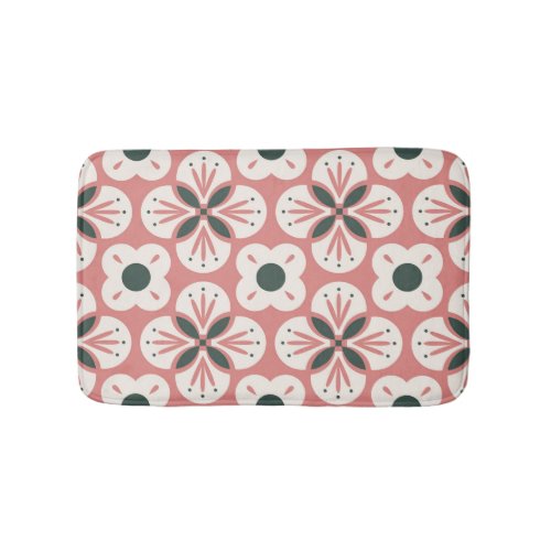 Retro Abstract Floral Seamless Pattern Bath Mat