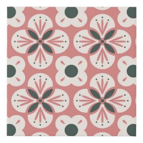 Retro Abstract Floral Seamless Pattern Faux Canvas Print