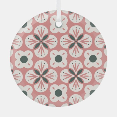 Retro Abstract Floral Seamless Pattern Glass Ornament