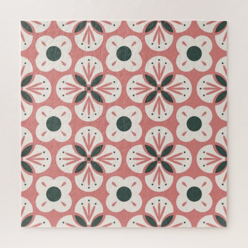 Retro Abstract Floral Seamless Pattern Jigsaw Puzzle