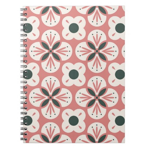 Retro Abstract Floral Seamless Pattern Notebook