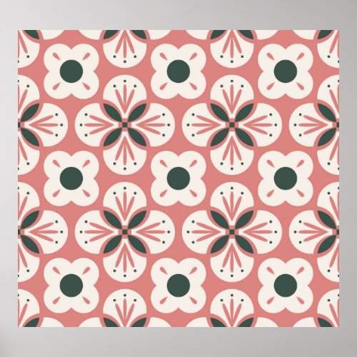 Retro Abstract Floral Seamless Pattern Poster