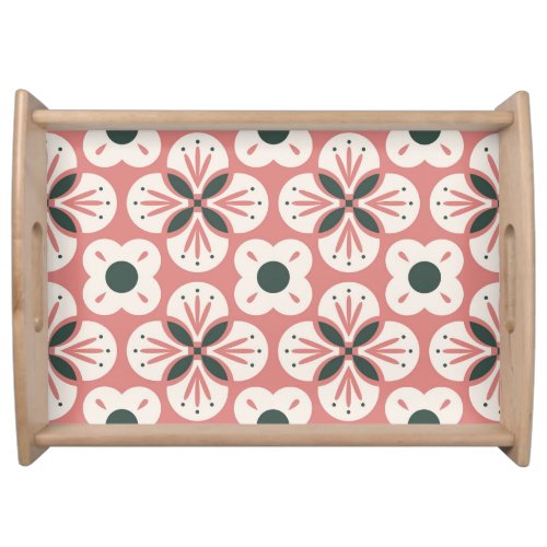 Retro Abstract Floral Seamless Pattern Serving Tray
