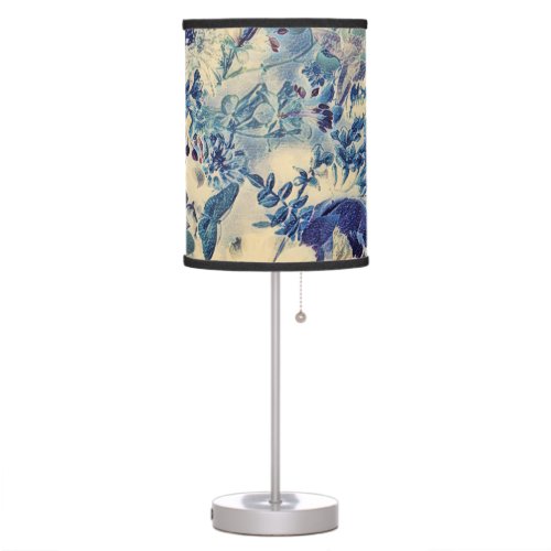 Retro Abstract Flowers Butterfly Artwork Garden Table Lamp
